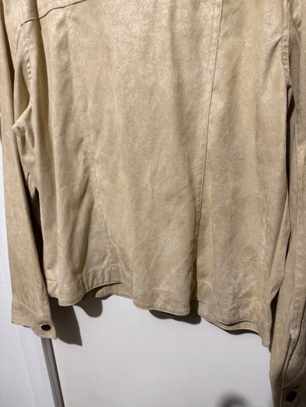 Bamboo Traders Beige Metallic Gold Shimmer Jean Jacket Trucker - Medium - Picture 7 of 8